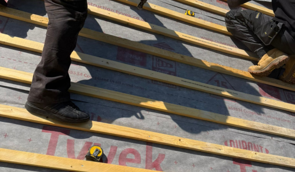 Tyvek membrane under a roof during a roof replacement